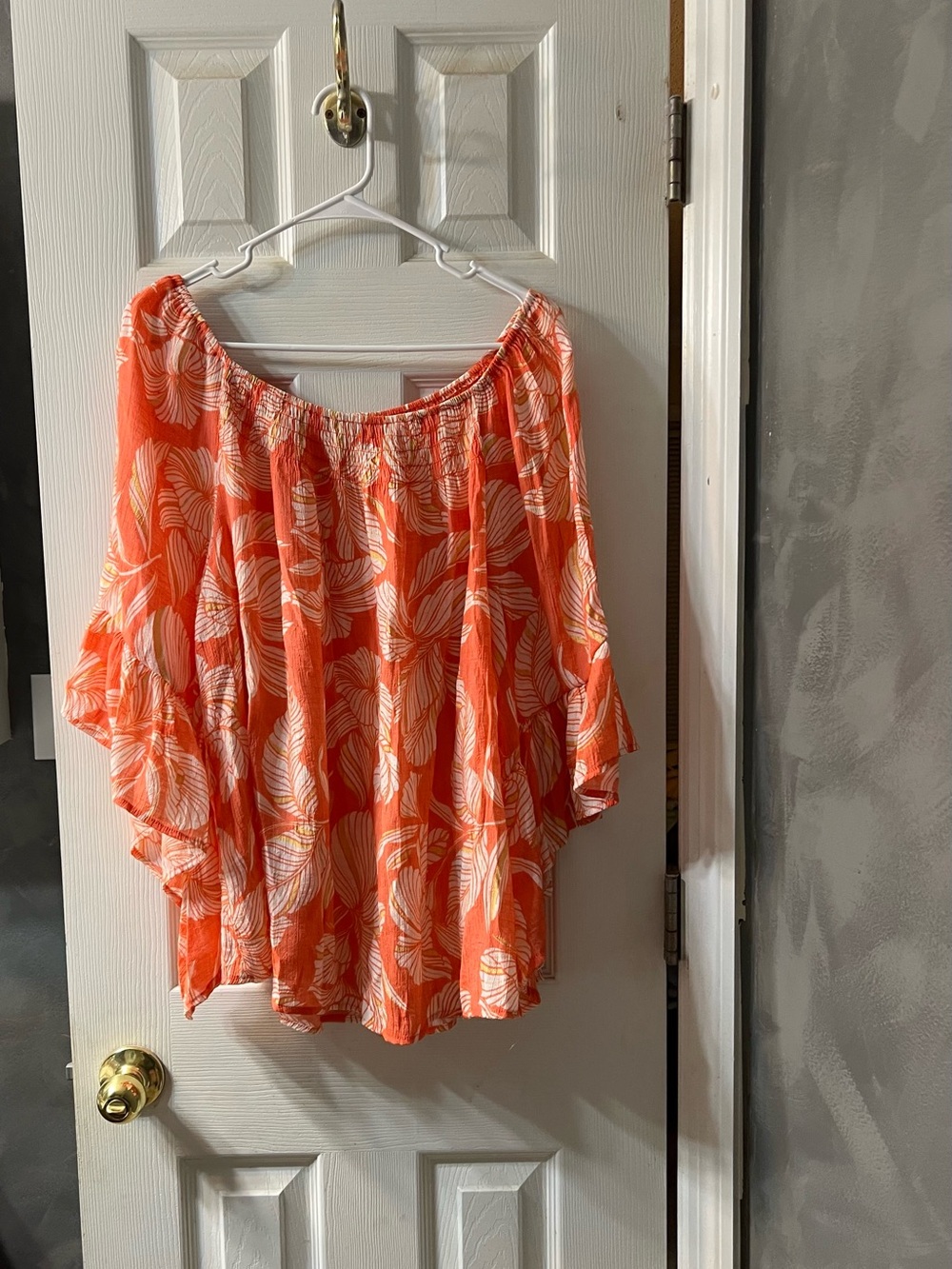 Unique Spectrum by Mille Gabrielle Tropical Off-Shoulder Boho Peasant Blouse 2x